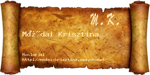 Mádai Krisztina névjegykártya
