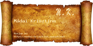 Mádai Krisztina névjegykártya